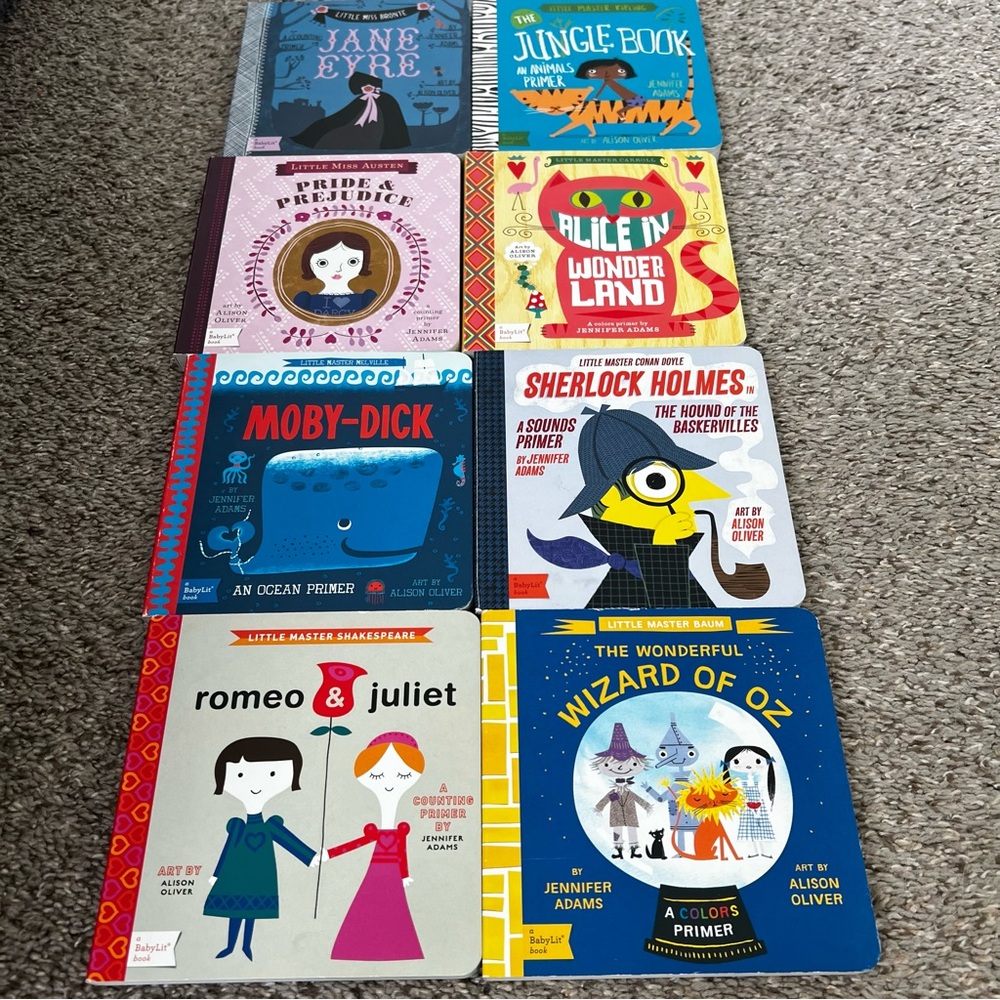 Babylit Set of 8 Illustrated Classic Kids' Board Books - Colorful Covers